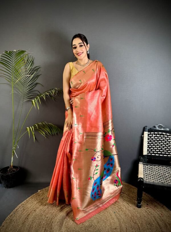 Pure Soft Zari Kanchivaram Tissue Paithani