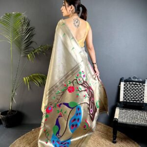 Pure Soft Zari Kanchivaram Tissue Paithani - Image 6