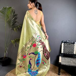 Pure Soft Zari Kanchivaram Tissue Paithani - Image 5