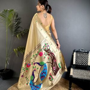 Pure Soft Zari Kanchivaram Tissue Paithani - Image 8