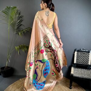 Pure Soft Zari Kanchivaram Tissue Paithani - Image 9