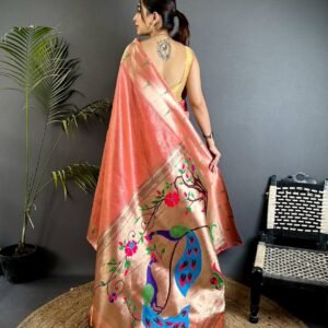 Pure Soft Zari Kanchivaram Tissue Paithani - Image 10