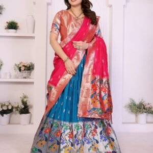 Amaze Pure Soft Zari Kanchivaram Tissue Paithani Saree with Parrot Pallu & Designer Blouse