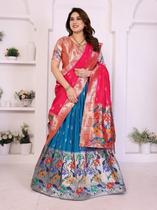 Amaze Pure Soft Zari Kanchivaram Tissue Paithani Saree with Parrot Pallu & Designer Blouse
