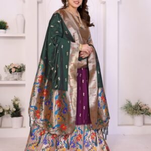 Amaze Pure Soft Zari Kanchivaram Tissue Paithani Saree with Parrot Pallu & Designer Blouse - Image 4