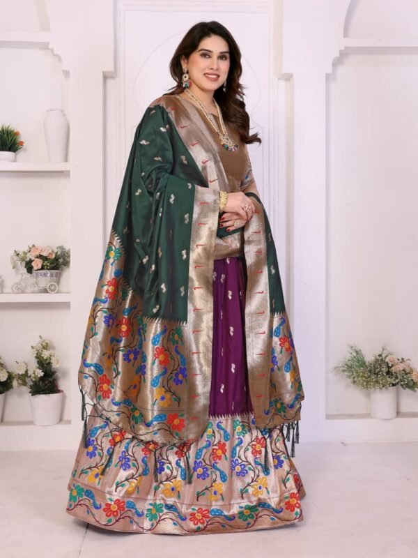 Amaze Pure Soft Zari Kanchivaram Tissue Paithani Saree with Parrot Pallu & Designer Blouse