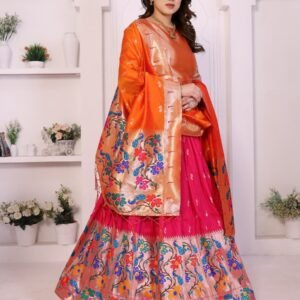 Amaze Pure Soft Zari Kanchivaram Tissue Paithani Saree with Parrot Pallu & Designer Blouse - Image 5