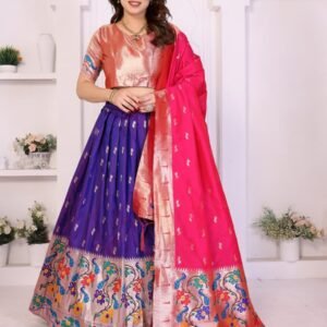 Amaze Pure Soft Zari Kanchivaram Tissue Paithani Saree with Parrot Pallu & Designer Blouse - Image 6