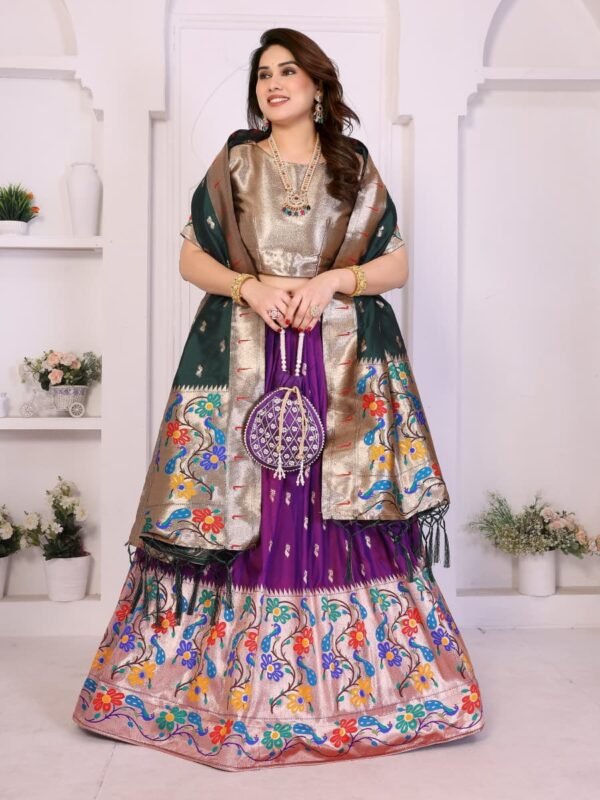 Amaze Pure Soft Zari Kanchivaram Tissue Paithani Saree with Parrot Pallu & Designer Blouse