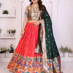 Amaze Pure Soft Zari Kanchivaram Tissue Paithani Saree with Parrot Pallu & Designer Blouse - Image 7