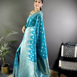 Royal Gold Zari Banarasi Lichi Silk Saree - Image 5