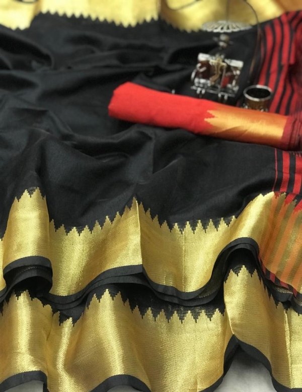 Golden Temple Border Raw Silk Saree