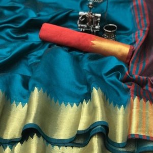 Golden Temple Border Raw Silk Saree