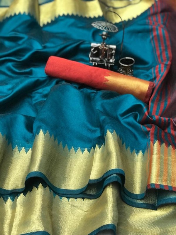 Golden Temple Border Raw Silk Saree