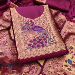 Premium Big Peacock Paithani Dress Material Collection - Image 6