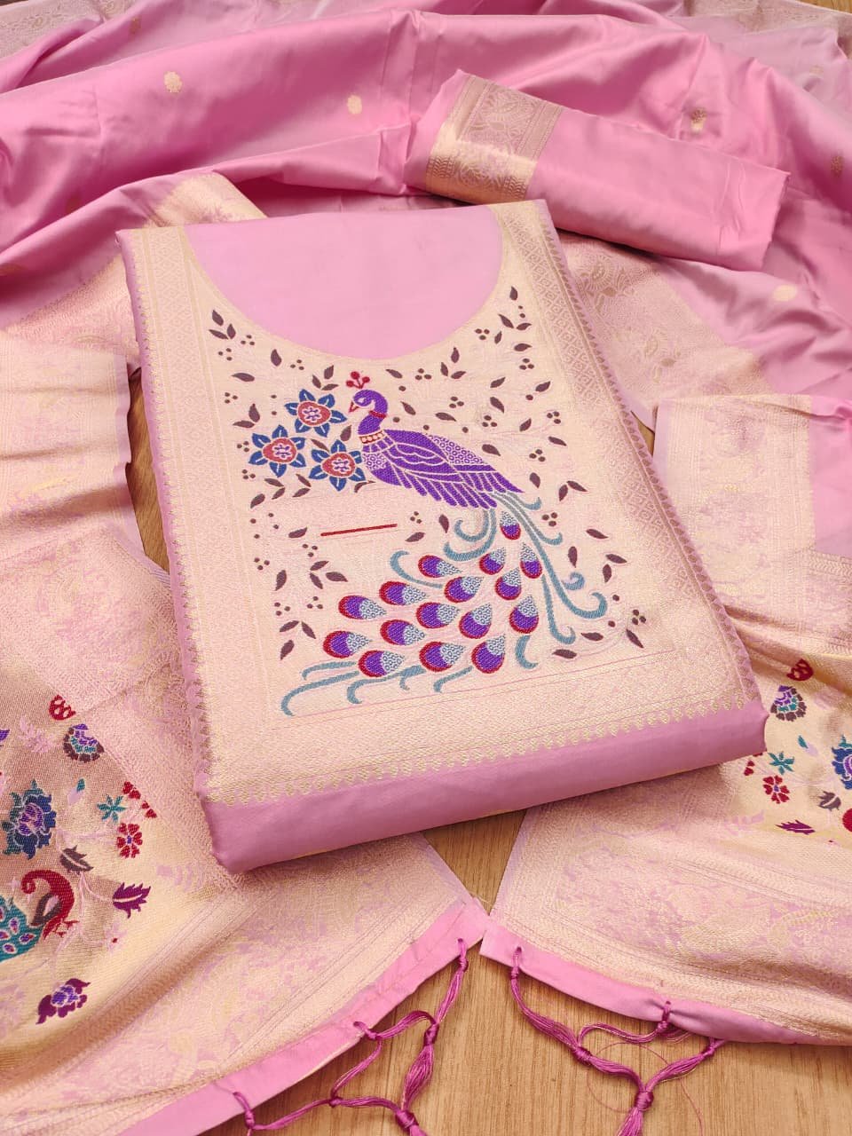 Premium Big Peacock Paithani Dress Material Collection - Image 5