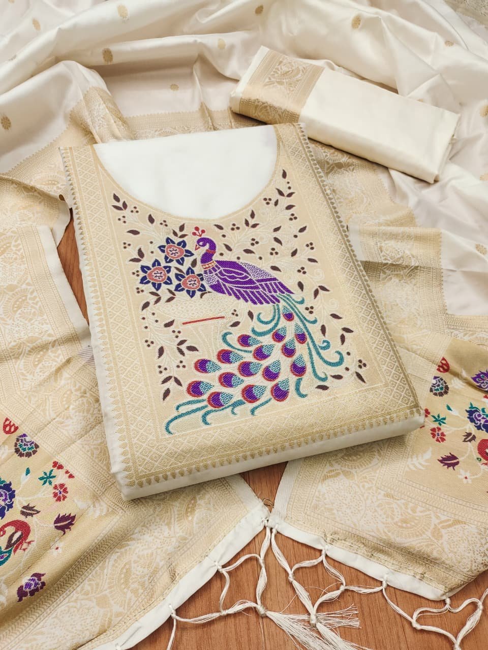 Premium Big Peacock Paithani Dress Material Collection - Image 13