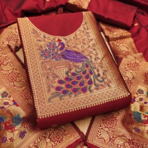 Premium Big Peacock Paithani Dress Material Collection - Image 11