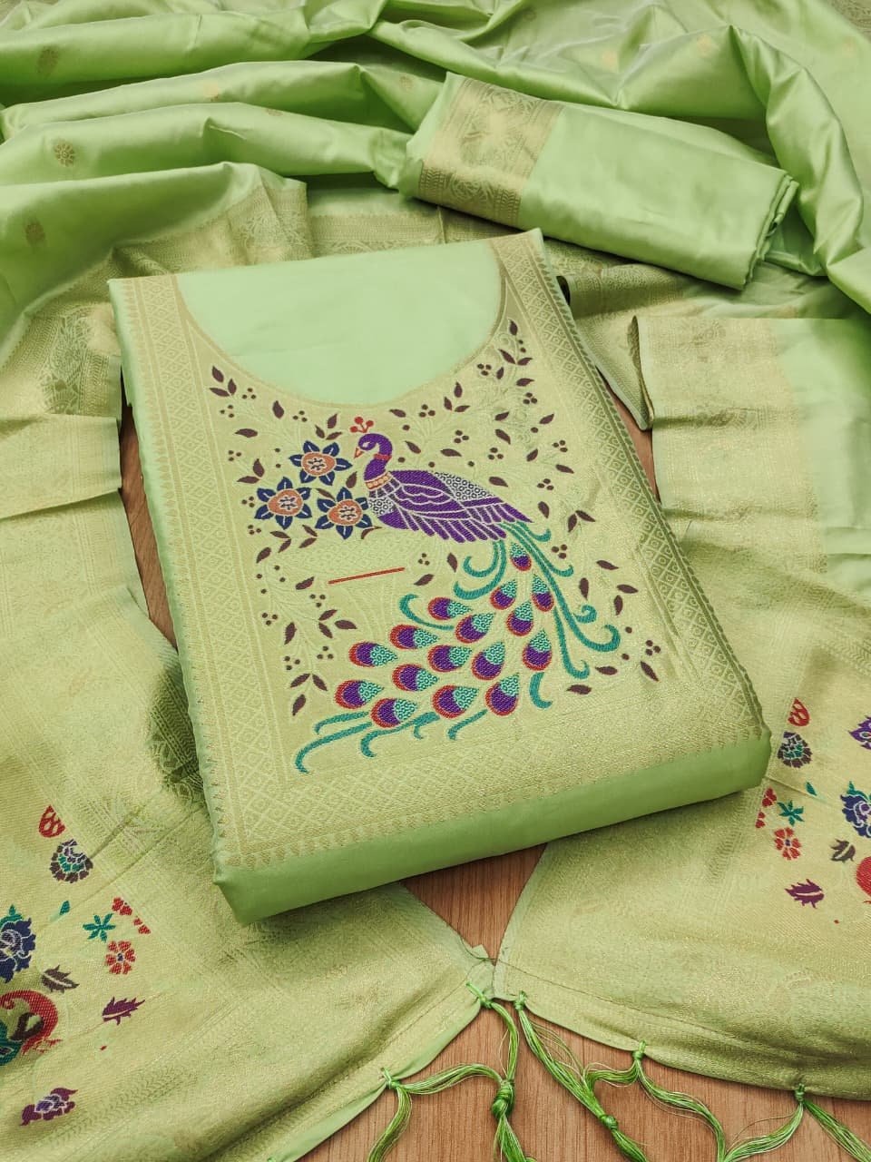 Premium Big Peacock Paithani Dress Material Collection - Image 9