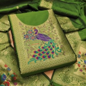 Premium Big Peacock Paithani Dress Material Collection - Image 7