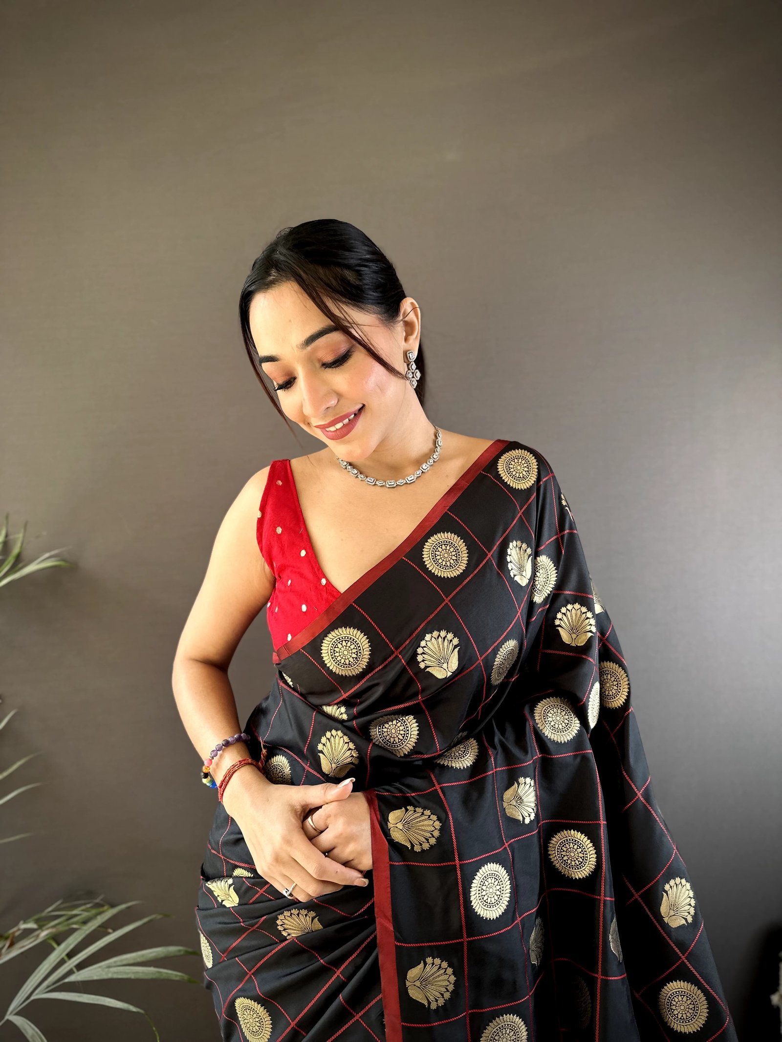 Golden Elegance Soft Silk Saree - Image 1