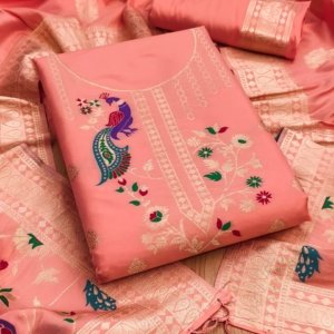 Premium Peacock Paithani Silk Dress Material - Image 2