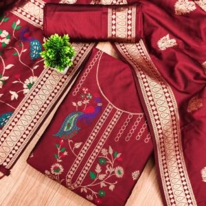 Premium Peacock Paithani Silk Dress Material - Image 11