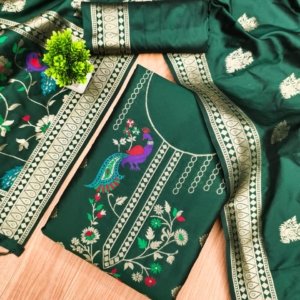Premium Peacock Paithani Silk Dress Material - Image 6