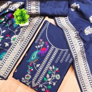 Premium Peacock Paithani Silk Dress Material - Image 4