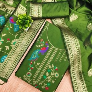Premium Peacock Paithani Silk Dress Material - Image 7