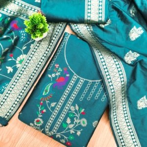 Premium Peacock Paithani Silk Dress Material