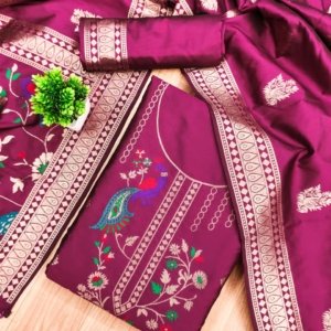 Premium Peacock Paithani Silk Dress Material - Image 9