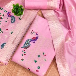 Premium Peacock Paithani Silk Dress Material - Image 13