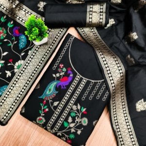 Premium Peacock Paithani Silk Dress Material - Image 3