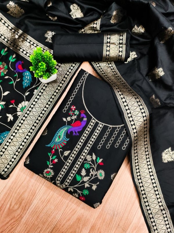 Premium Peacock Paithani Silk Dress Material