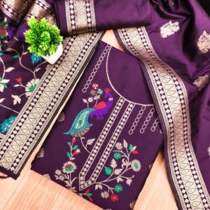 Premium Peacock Paithani Silk Dress Material - Image 10