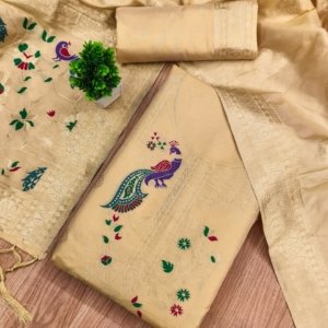 Premium Peacock Paithani Silk Dress Material - Image 5