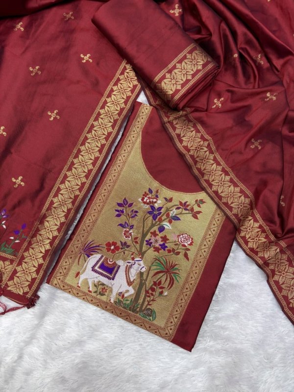 Premium Peacock Paithani Dress Material Collection