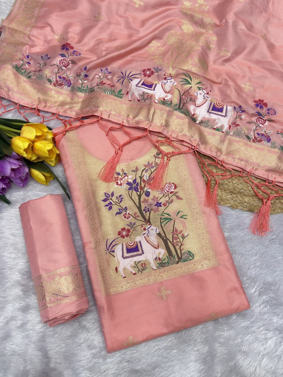 Premium Peacock Paithani Dress Material Collection - Image 3