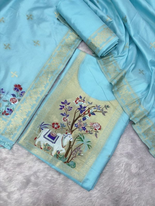 Premium Peacock Paithani Dress Material Collection