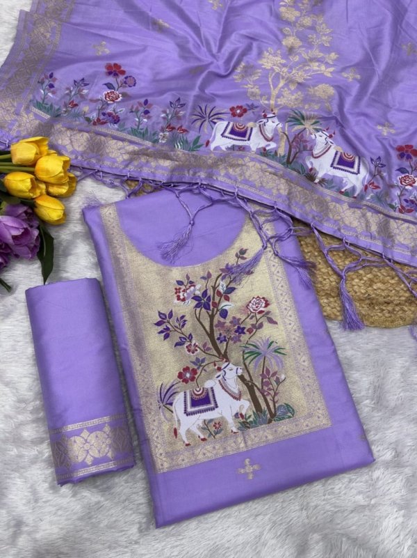 Premium Peacock Paithani Dress Material Collection