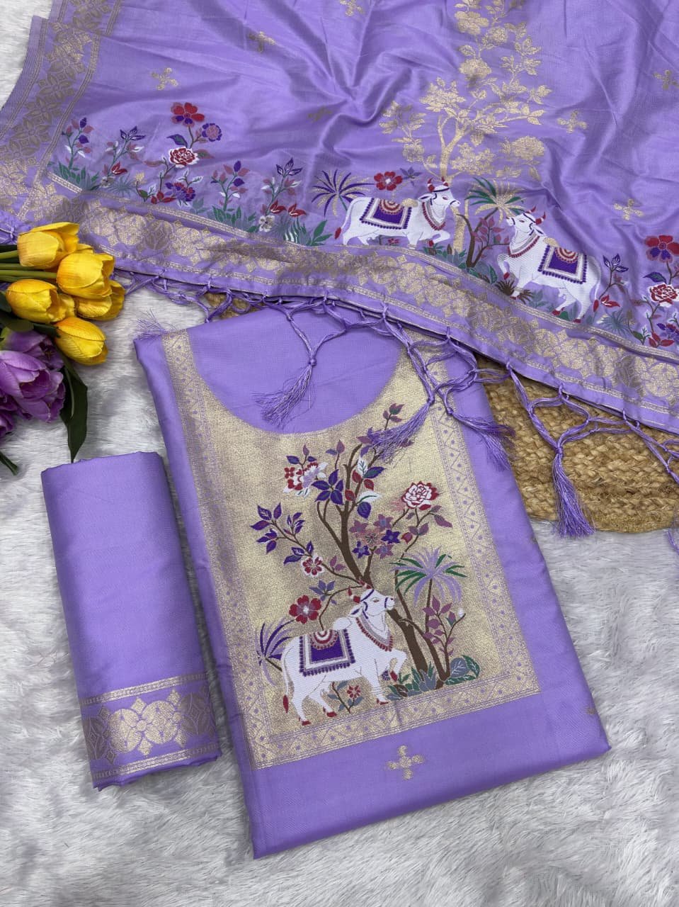 Premium Peacock Paithani Dress Material Collection - Image 9