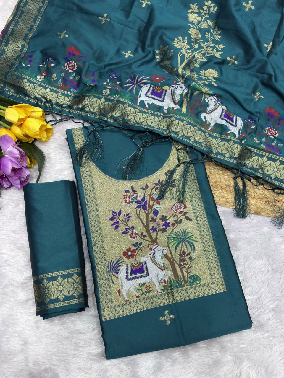 Premium Peacock Paithani Dress Material Collection - Image 2