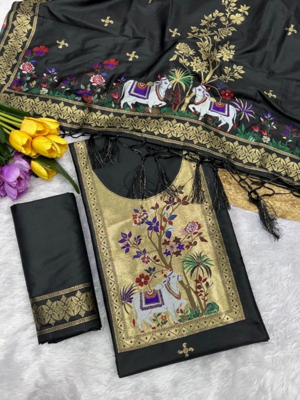 Premium Peacock Paithani Dress Material Collection