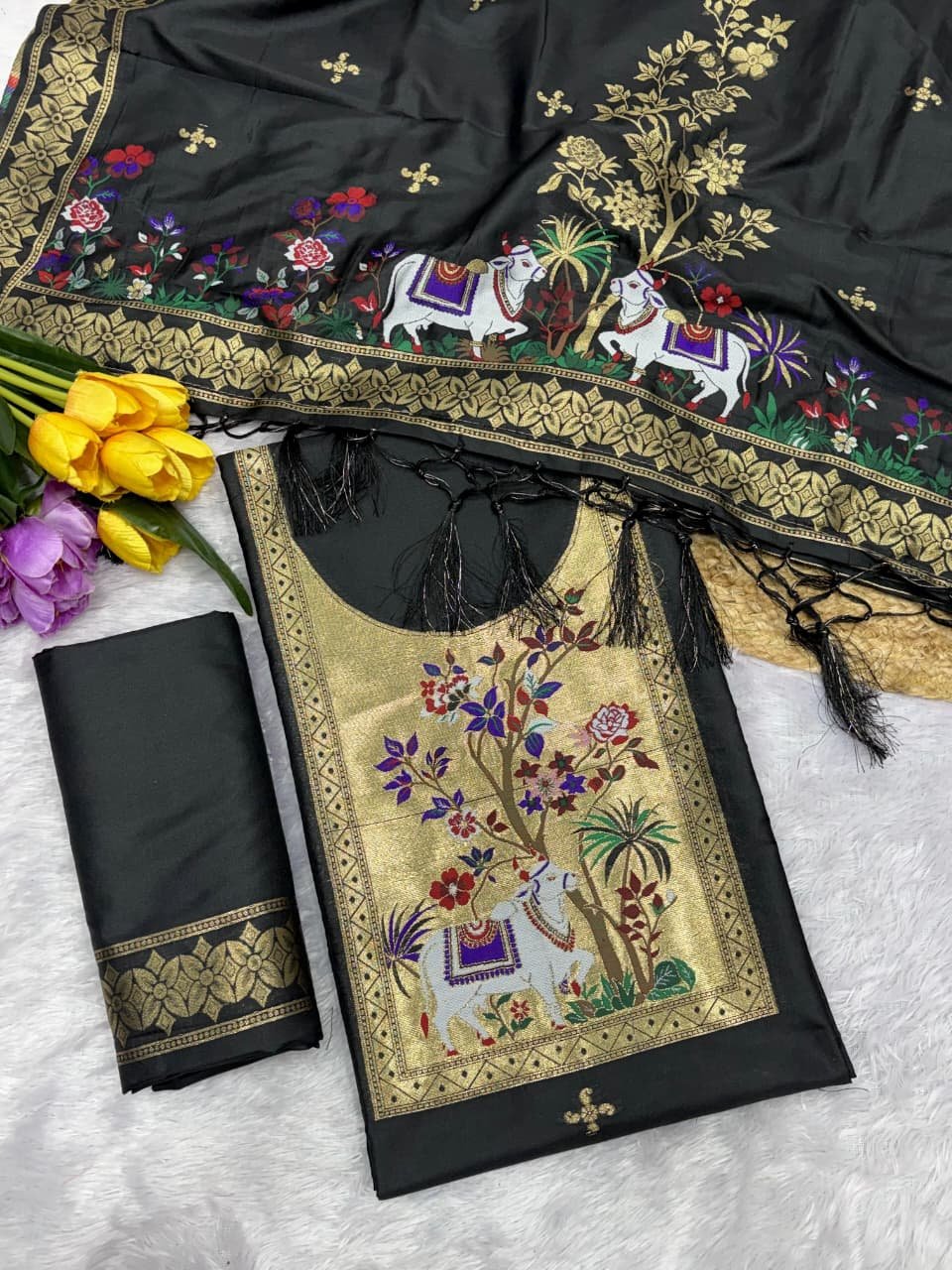Premium Peacock Paithani Dress Material Collection - Image 4