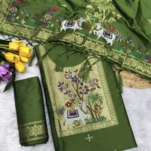 Premium Peacock Paithani Dress Material Collection