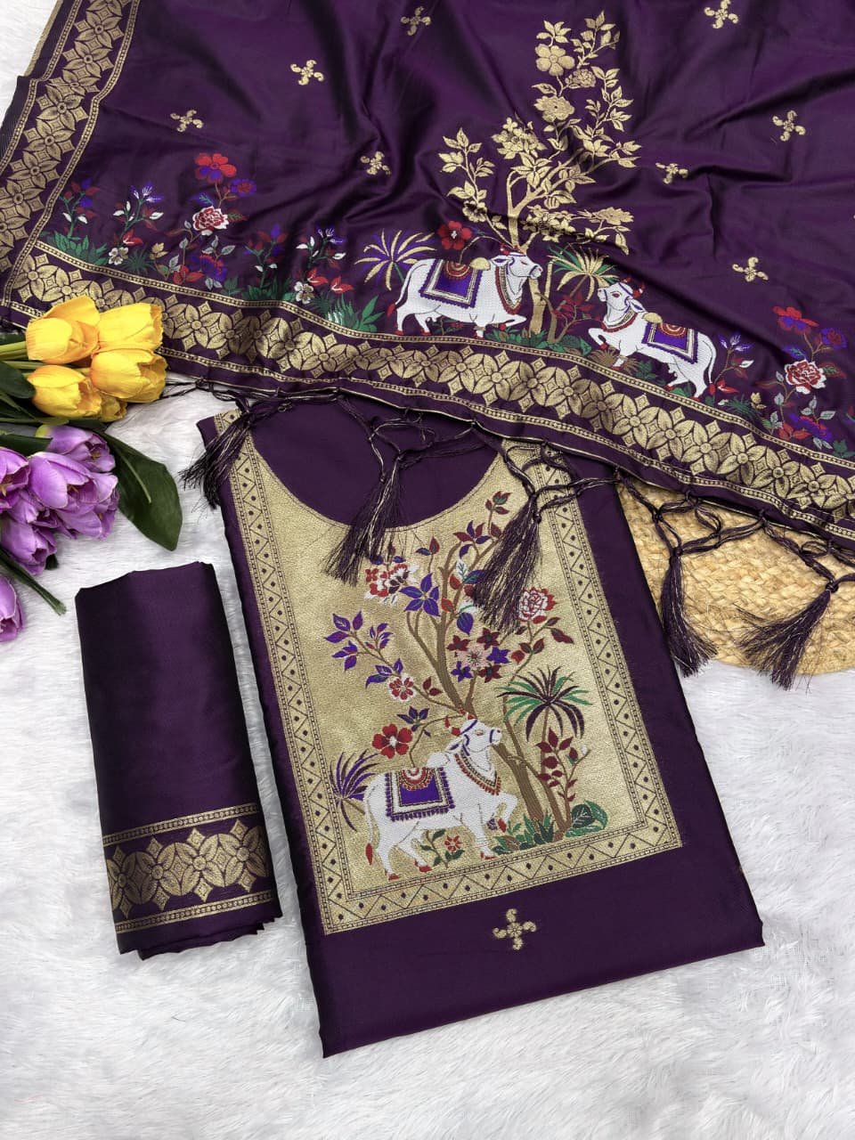 Premium Peacock Paithani Dress Material Collection - Image 11