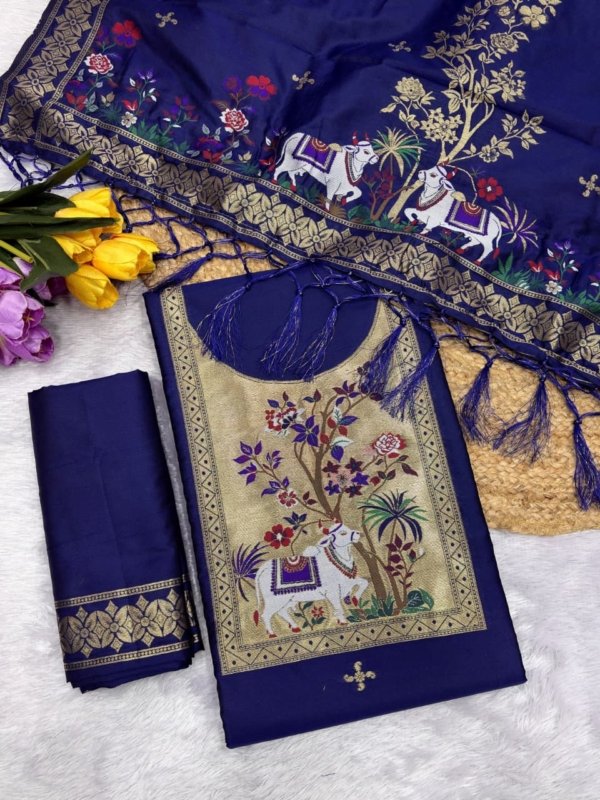 Premium Peacock Paithani Dress Material Collection