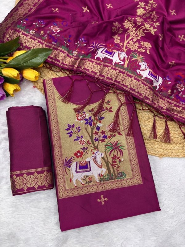 Premium Peacock Paithani Dress Material Collection