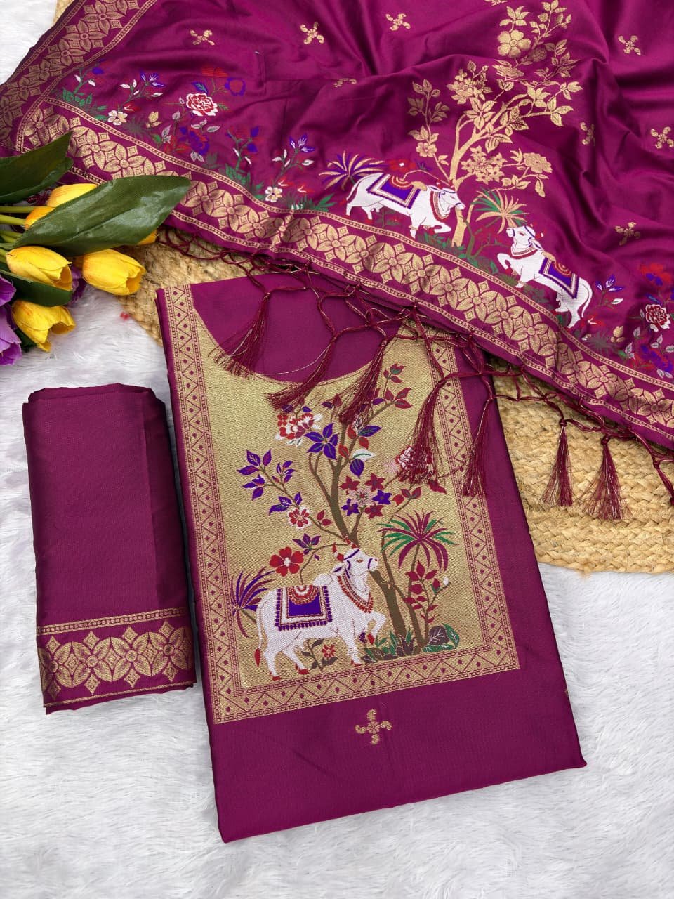 Premium Peacock Paithani Dress Material Collection - Image 6